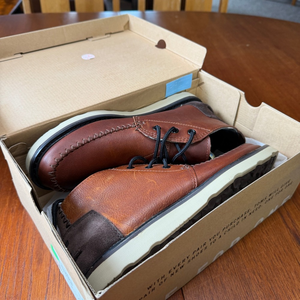TOMS Men Chukka Waterproof Brown Leather Boots 10009188 Sz 9 NEW Workwear Rugged
